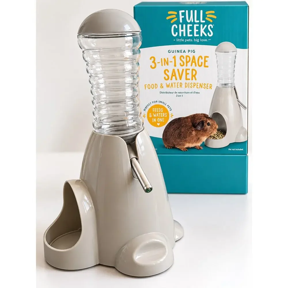 Full Cheeks Guinea Pig 3-in-1 Space Saver Food & Water Dispenser Small Pets